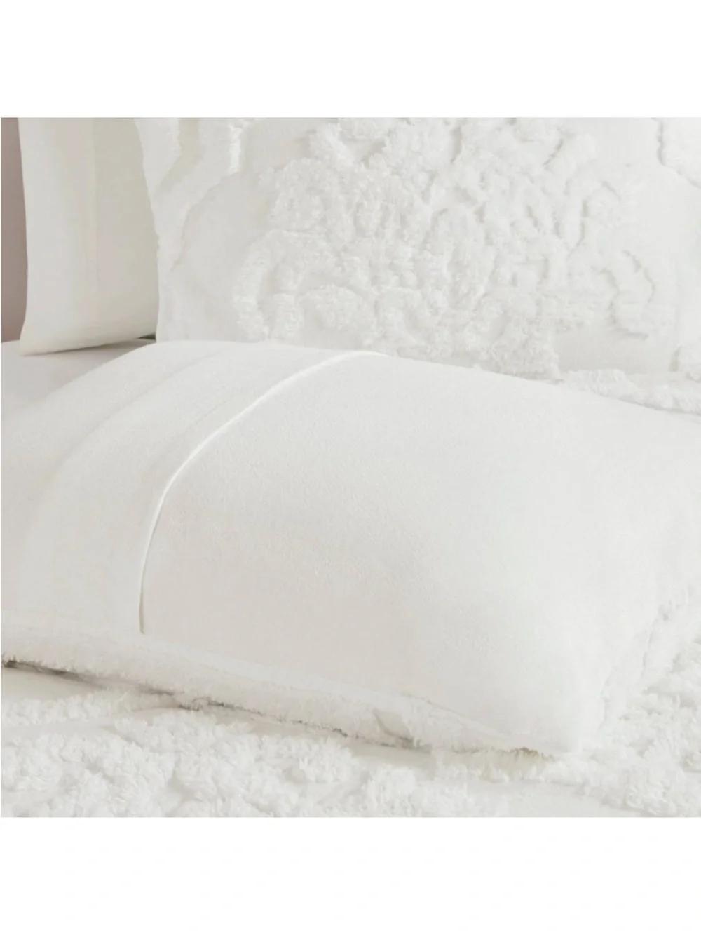 3pc Full/Queen Eugenia Cotton Damask Com forter Set White